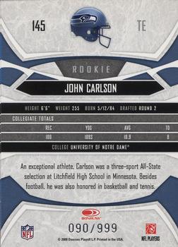 2008 Donruss Gridiron Gear - Retail Rookies #145 John Carlson Back