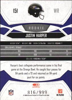 2008 Donruss Gridiron Gear - Retail Rookies #151 Justin Harper Back