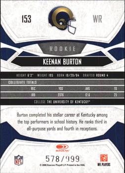 2008 Donruss Gridiron Gear - Retail Rookies #153 Keenan Burton Back
