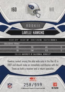 2008 Donruss Gridiron Gear - Retail Rookies #160 Lavelle Hawkins Back