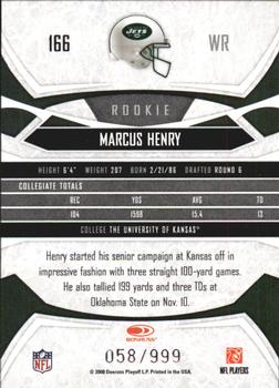 2008 Donruss Gridiron Gear - Retail Rookies #166 Marcus Henry Back