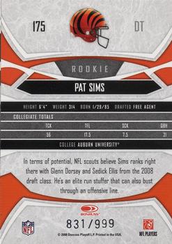 2008 Donruss Gridiron Gear - Retail Rookies #175 Pat Sims Back