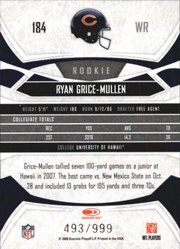 2008 Donruss Gridiron Gear - Retail Rookies #184 Ryan Grice-Mullen Back