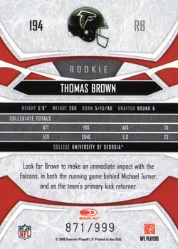 2008 Donruss Gridiron Gear - Retail Rookies #194 Thomas Brown Back