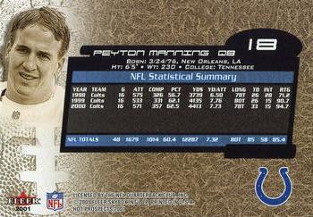 2001 Fleer Hot Prospects #18 Peyton Manning Back