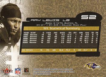2001 Fleer Hot Prospects #52 Ray Lewis Back
