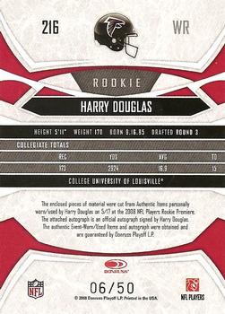 2008 Donruss Gridiron Gear - Rookie Gridiron Gems Jerseys Autographs Prime #216 Harry Douglas Back