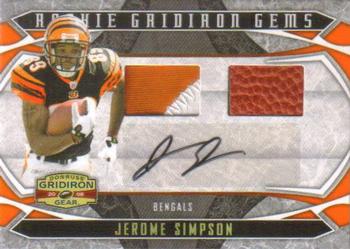 2008 Donruss Gridiron Gear - Rookie Gridiron Gems Jerseys Combos Autographs Prime #219 Jerome Simpson Front