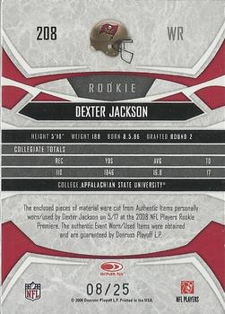 2008 Donruss Gridiron Gear - Rookie Gridiron Gems Jerseys Combos Prime #208 Dexter Jackson Back