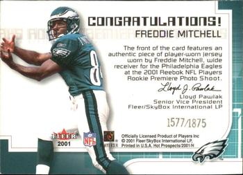 2001 Fleer Hot Prospects - Rookie Premiere Postmarks #NNO Freddie Mitchell Back