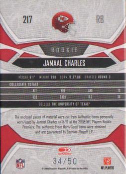 2008 Donruss Gridiron Gear - Rookie Gridiron Gems Jerseys Trios #217 Jamaal Charles Back