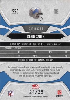 2008 Donruss Gridiron Gear - Rookie Gridiron Gems Jerseys Trios Prime #225 Kevin Smith Back
