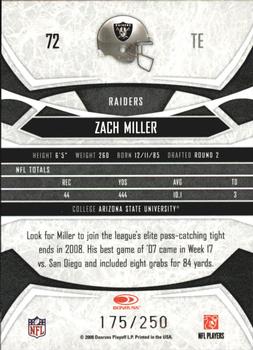 2008 Donruss Gridiron Gear - Silver Holofoil X's #72 Zach Miller Back