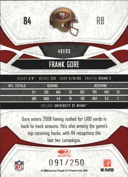 2008 Donruss Gridiron Gear - Silver Holofoil X's #84 Frank Gore Back