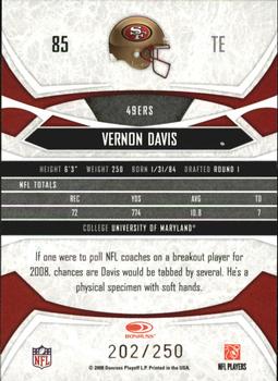 2008 Donruss Gridiron Gear - Silver Holofoil X's #85 Vernon Davis Back