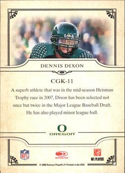 2008 Donruss Threads - College Gridiron Kings #CGK-11 Dennis Dixon Back