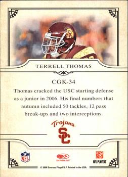 2008 Donruss Threads - College Gridiron Kings #CGK-34 Terrell Thomas Back