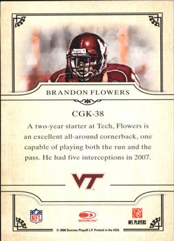 2008 Donruss Threads - College Gridiron Kings #CGK-38 Brandon Flowers Back