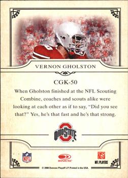 2008 Donruss Threads - College Gridiron Kings #CGK-50 Vernon Gholston Back