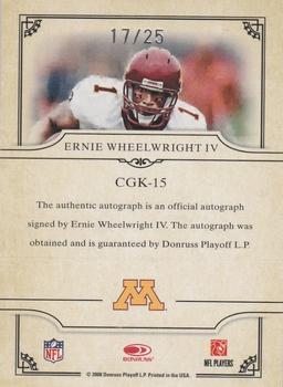 2008 Donruss Threads - College Gridiron Kings Autographs #CGK-15 Ernie Wheelwright IV Back