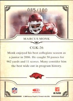 2008 Donruss Threads - College Gridiron Kings Framed Red #CGK-26 Marcus Monk Back
