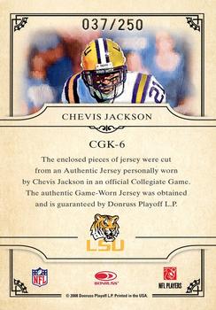 2008 Donruss Threads - College Gridiron Kings Materials #CGK-6 Chevis Jackson Back