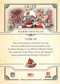 2008 Donruss Threads - College Gridiron Kings Materials Prime #CGK-18 Harry Douglas Back