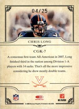 2008 Donruss Threads - College Gridiron Kings Platinum #CGK-7 Chris Long Back