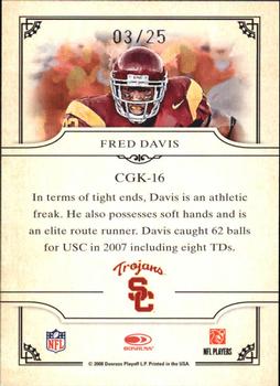 2008 Donruss Threads - College Gridiron Kings Platinum #CGK-16 Fred Davis Back
