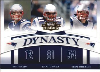 2008 Donruss Threads - Dynasty #D-1 Tom Brady / Randy Moss / Tedy Bruschi Front