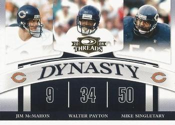2008 Donruss Threads - Dynasty #D-7 Jim McMahon / Walter Payton / Mike Singletary Front