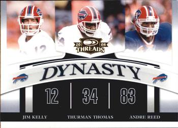 2008 Donruss Threads - Dynasty #D-8 Jim Kelly / Thurman Thomas / Andre Reed Front
