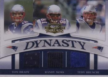2008 Donruss Threads - Dynasty Materials #D-1 Tom Brady / Randy Moss / Tedy Bruschi Front