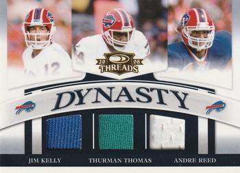 2008 Donruss Threads - Dynasty Materials #D-8 Jim Kelly / Thurman Thomas / Andre Reed Front