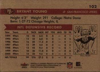 2001 Fleer Tradition #102 Bryant Young Back