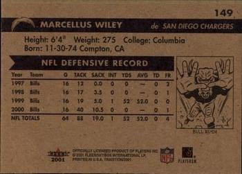 2001 Fleer Tradition #149 Marcellus Wiley Back