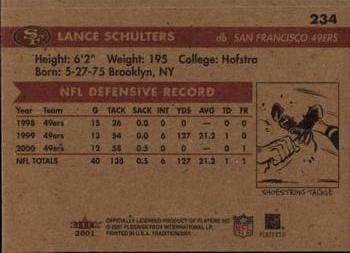 2001 Fleer Tradition #234 Lance Schulters Back