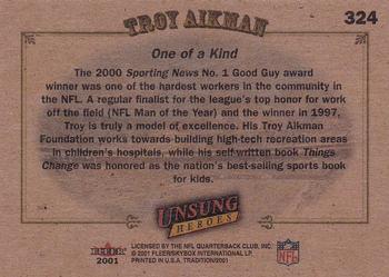 2001 Fleer Tradition #324 Troy Aikman Back
