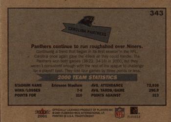 2001 Fleer Tradition #343 Carolina Panthers Back