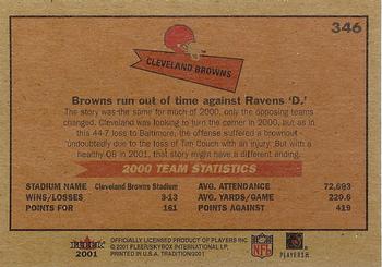 2001 Fleer Tradition #346 Cleveland Browns Back