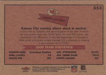 2001 Fleer Tradition #353 Kansas City Chiefs Back