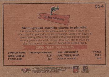 2001 Fleer Tradition #354 Miami Dolphins Back