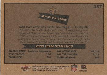 2001 Fleer Tradition #357 New Orleans Saints Back