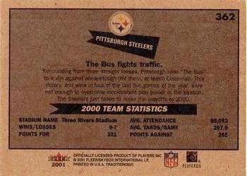 2001 Fleer Tradition #362 Pittsburgh Steelers Back