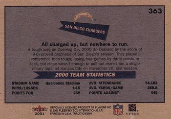 2001 Fleer Tradition #363 San Diego Chargers Back