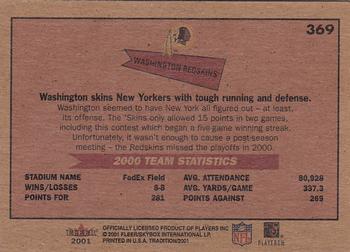 2001 Fleer Tradition #369 Washington Redskins Back