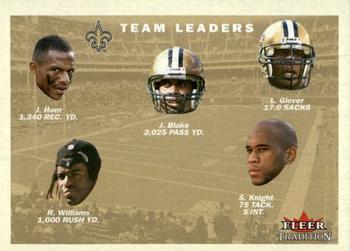 2001 Fleer Tradition #398 New Orleans Saints Team Leaders Front