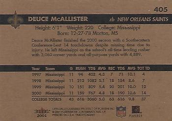 2001 Fleer Tradition #405 Deuce McAllister Back