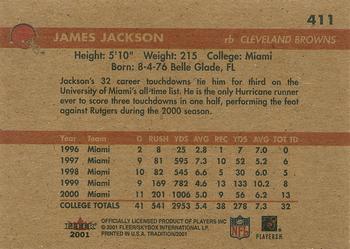2001 Fleer Tradition #411 James Jackson Back