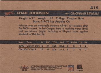2001 Fleer Tradition #415 Chad Johnson Back